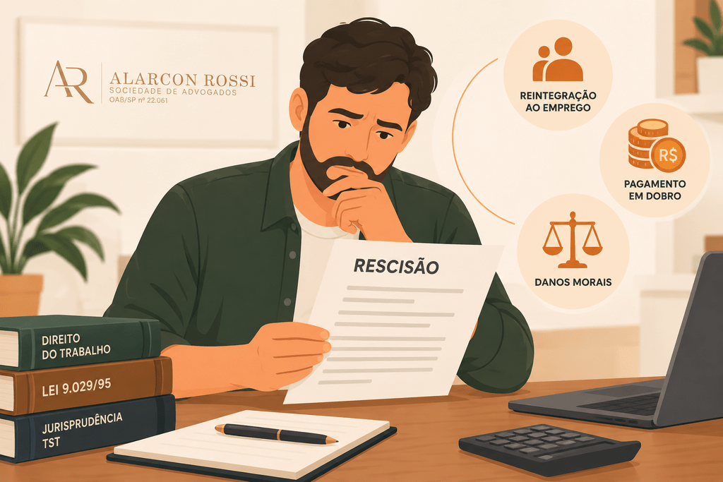 Trabalhador analisando documentos após uma demissão