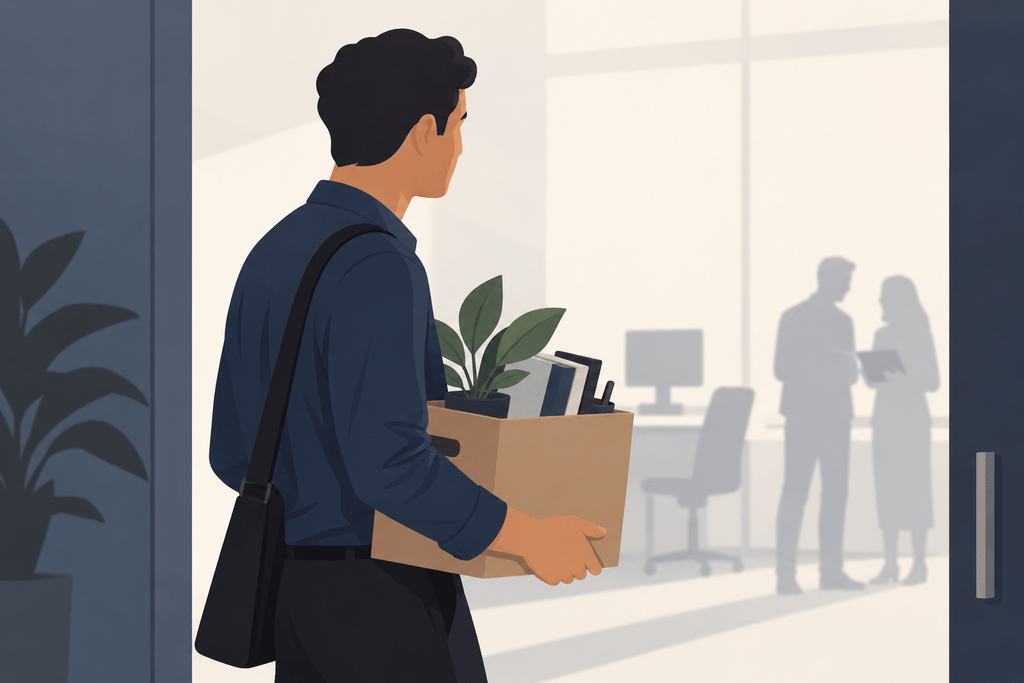 Trabalhador deixando o emprego após ser demitido
